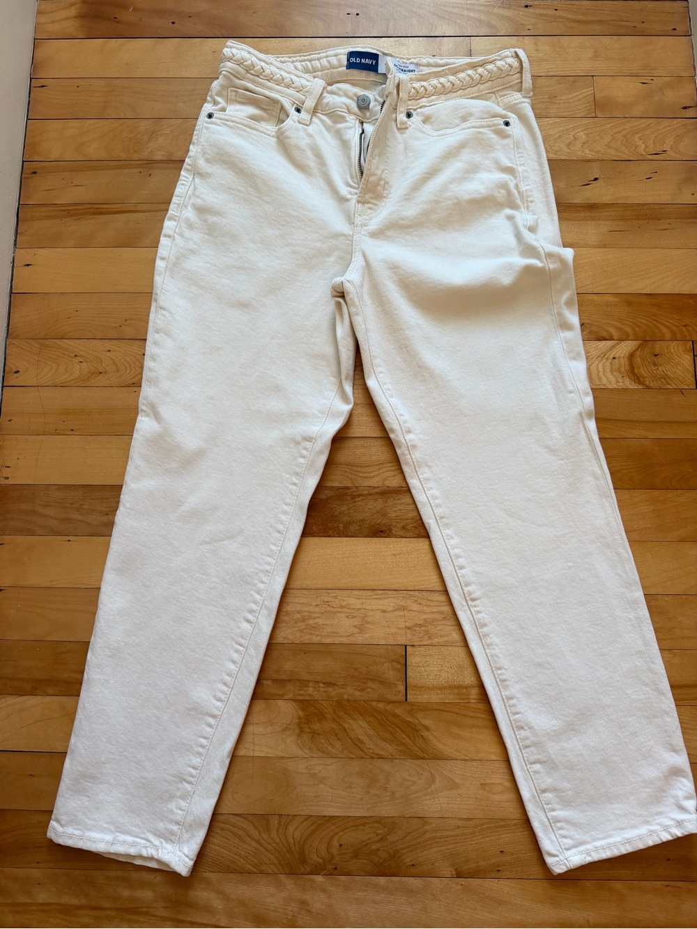 Old Navy Women's Cream Cropped Jeans with Braided Waist